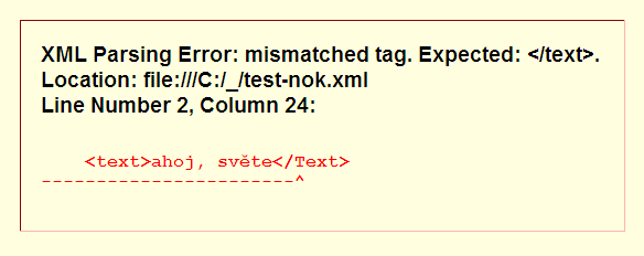 „not-well-formed“ XML ve Firefoxu
